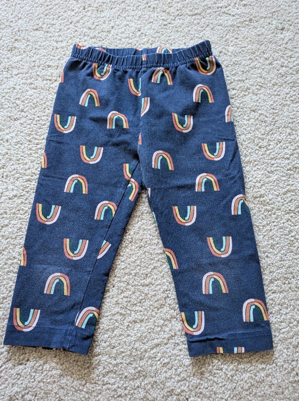 Hanna Andersson Navy Leggings with Rainbow Motif